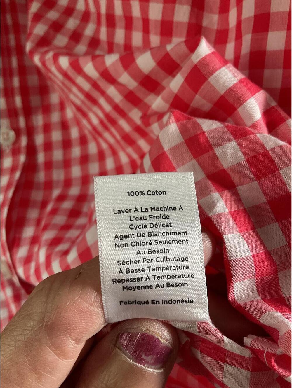 Talbots Rose Red and White Gingham Button-Up Shirt/ Adjustable Sleeves 2X - Picture 8 of 10